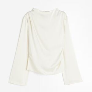 WHITE LONG SLEEVE SATIN BLOUSE